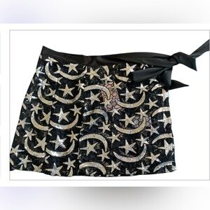 *NWT Beginning Boutique Shania Black and Silver Star Skirt SIZE L